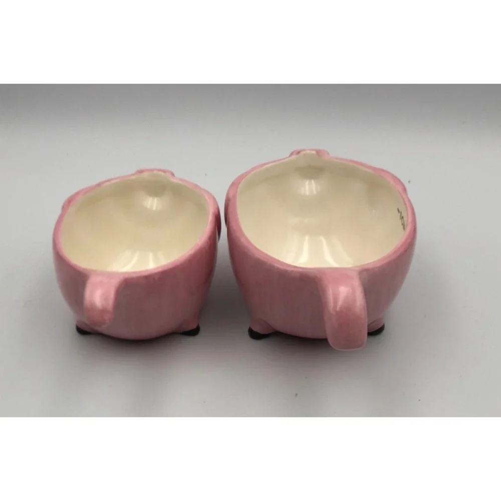 2 Nesting Stacking Pig Measuring Bowls 1 Cup, 1.5 Cup Replacement Pink Ceramic